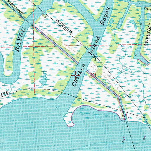 Topographic Map of Chicken Island Bayou, LA