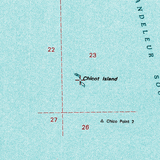 Topographic Map of Chicot Island (historical), LA