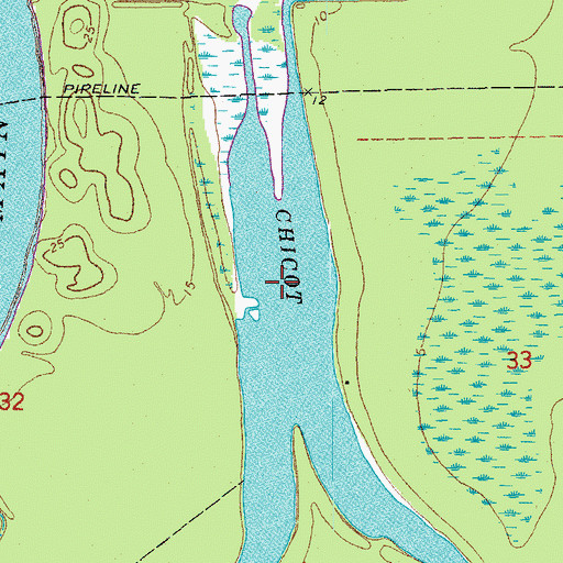 Topographic Map of Crossing Cove, LA