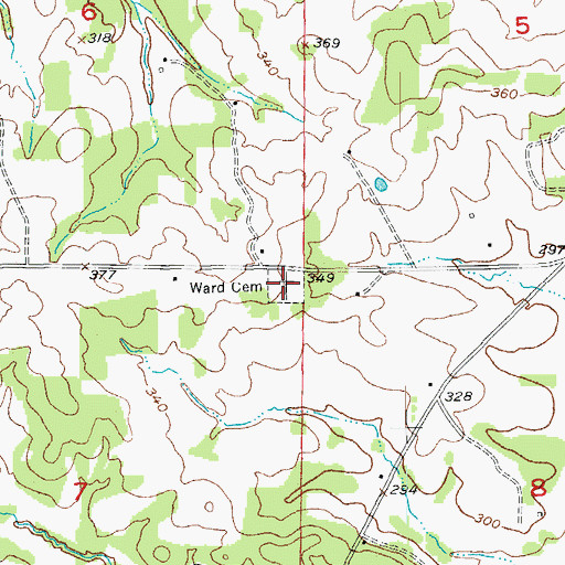 Topographic Map of Ward Cemetery, AR