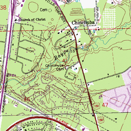 Topographic Map of Chinchuba Cemetery, LA