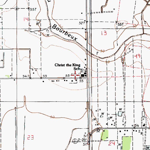 Topographic Map of Christ the King School, LA