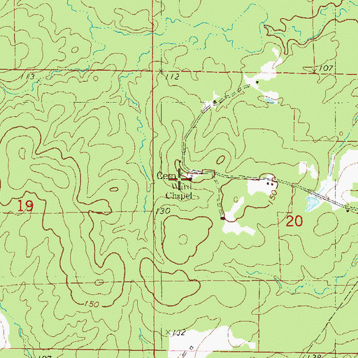 Topographic Map of Ward Chapel, AR