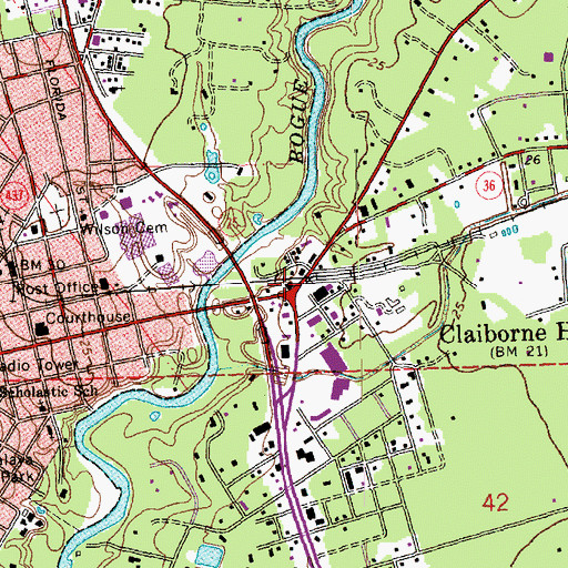 Topographic Map of Claiborne Hill, LA