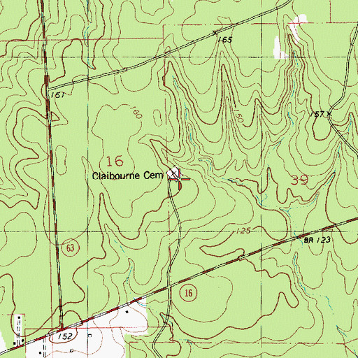 Topographic Map of Claibourne Cemetery, LA