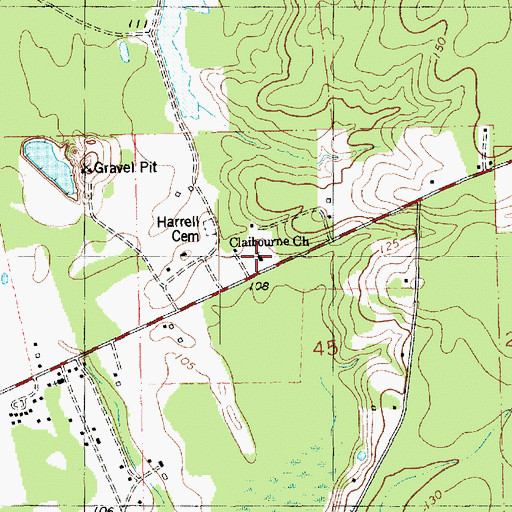 Topographic Map of Claibourne Chapel, LA