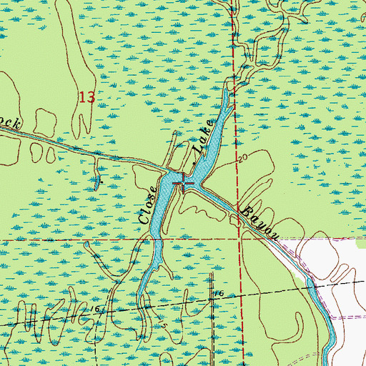 Topographic Map of Close Lake, LA