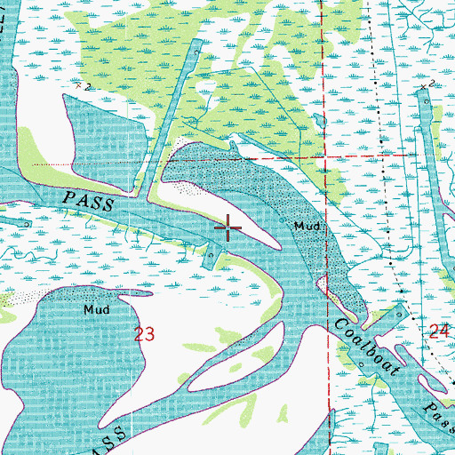 Topographic Map of Coalboat Pass, LA