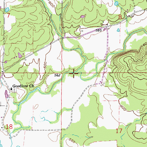 Topographic Map of Ward Creek, AR
