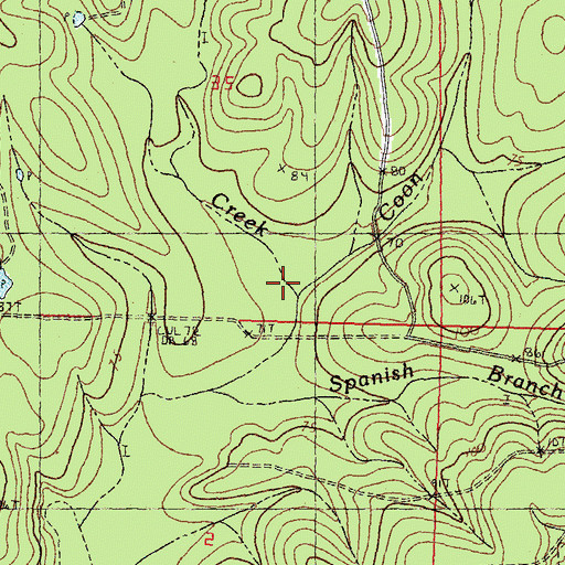 Topographic Map of Coon Fork, LA