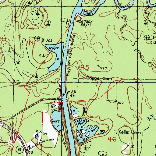 Topographic Map of Copper Cemetery, LA