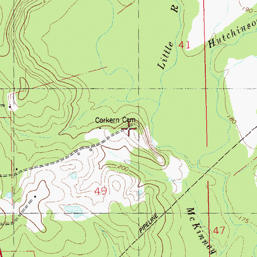 Topographic Map of Corkern Cemetery, LA