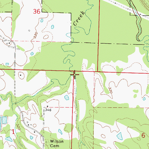 Topographic Map of Ward Creek, AR