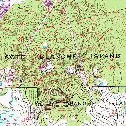 Topographic Map of Cote Blanche Island, LA