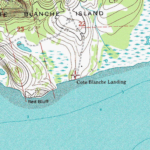 Topographic Map of Cote Blanche Landing, LA