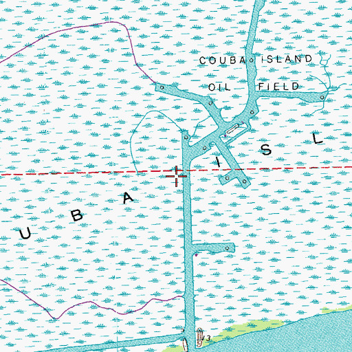 Topographic Map of Couba Island, LA