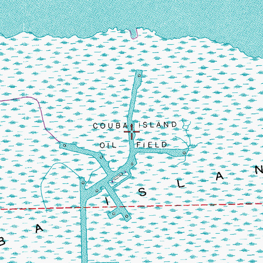 Topographic Map of Couba Island Oil Field, LA