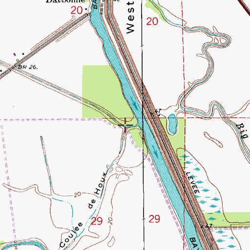 Topographic Map of Coulee de Houx, LA