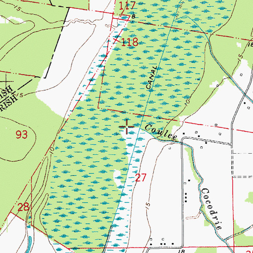 Topographic Map of Coulee Cocodrie, LA