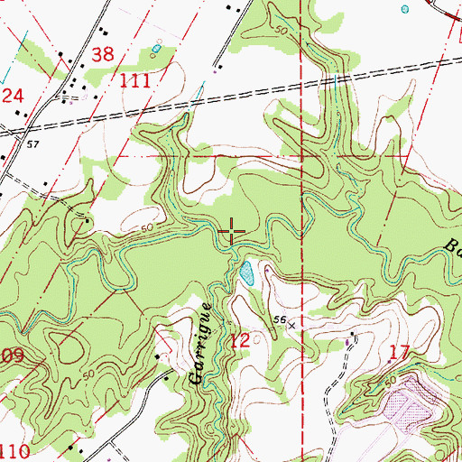 Topographic Map of Coulee Garrigue, LA