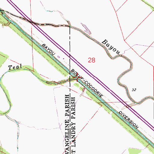 Topographic Map of Coulee Teal, LA