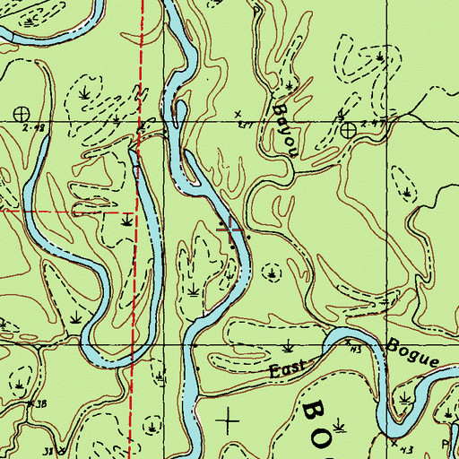 Topographic Map of Cow Bayou, LA