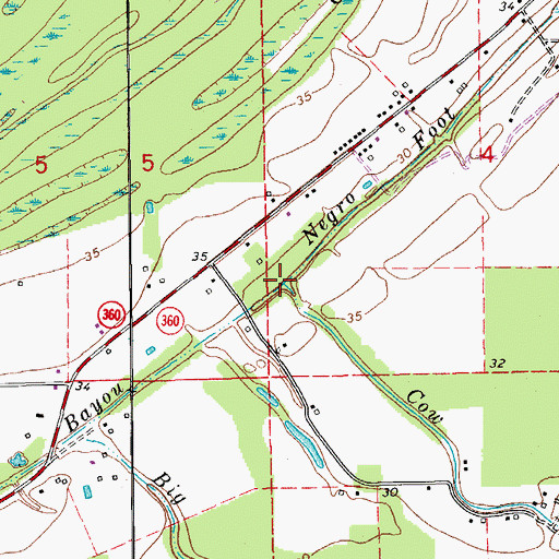 Topographic Map of Cow Bayou, LA