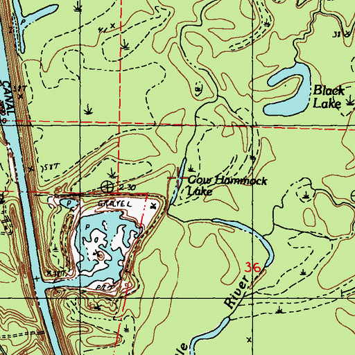 Topographic Map of Cow Hammock Lake, LA