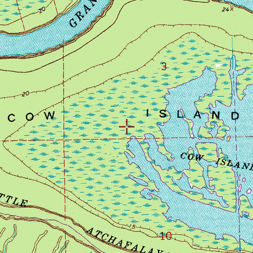 Topographic Map of Cow Island, LA