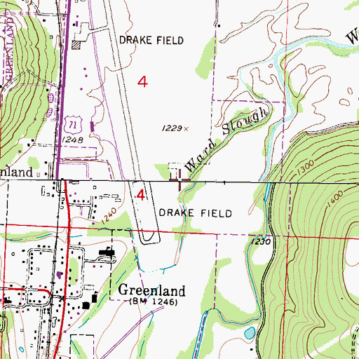 Topographic Map of Ward Slough, AR