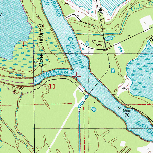 Topographic Map of Cow Island Cut-Off, LA