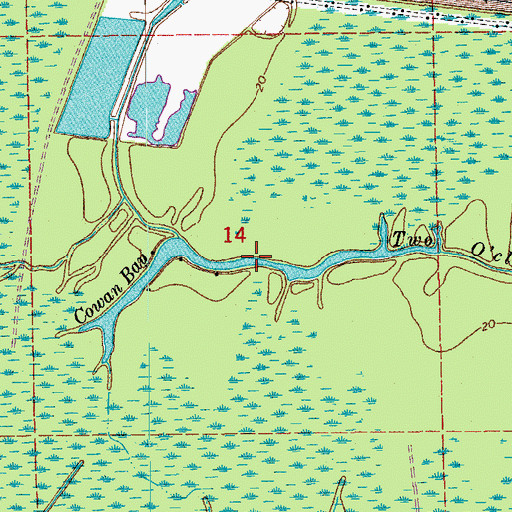 Topographic Map of Cowan Bay, LA