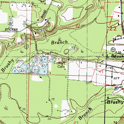 Topographic Map of Cowart Cemetery, LA