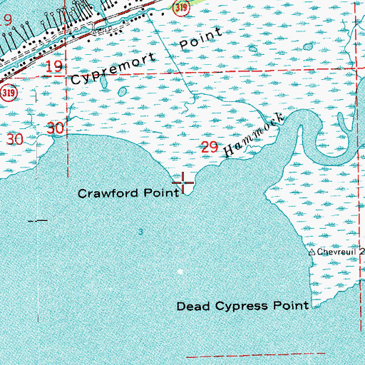 Topographic Map of Crawford Point, LA