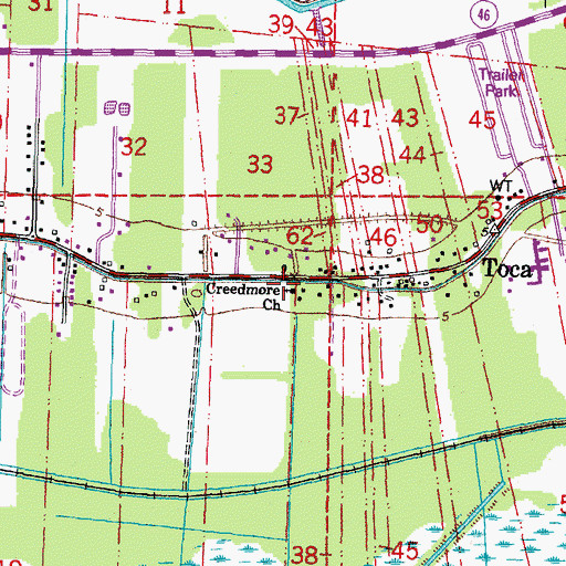 Topographic Map of Creedmore Church, LA