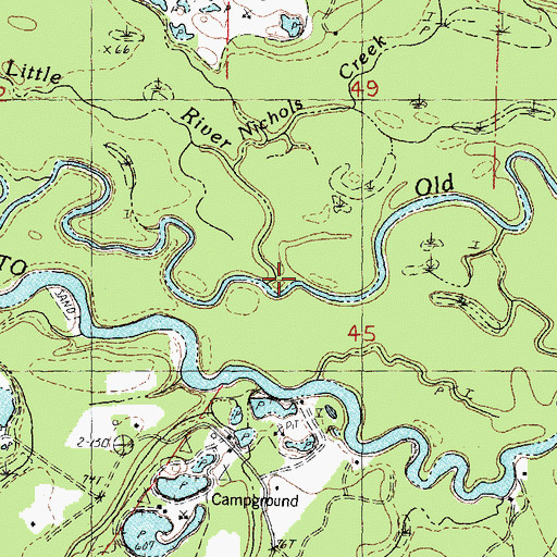 Topographic Map of Little River, LA