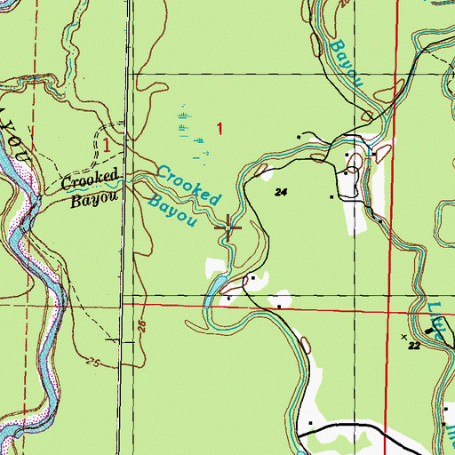 Topographic Map of Crooked Bayou, LA