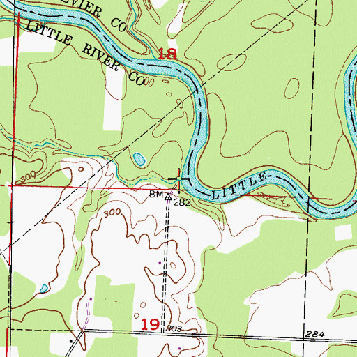 Topographic Map of Wards Creek, AR