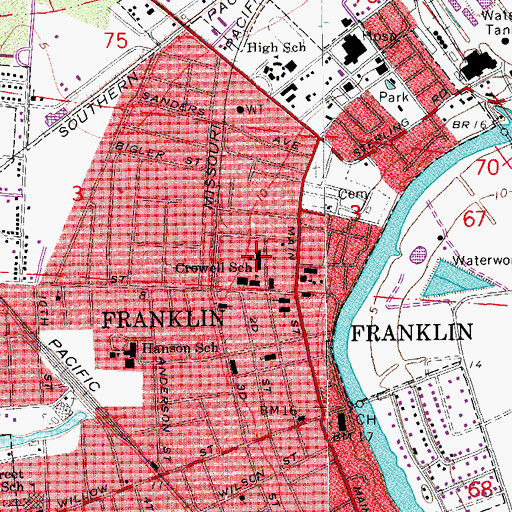 Topographic Map of Crowell School, LA