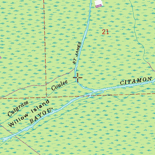 Topographic Map of Cutgrass Coulee, LA