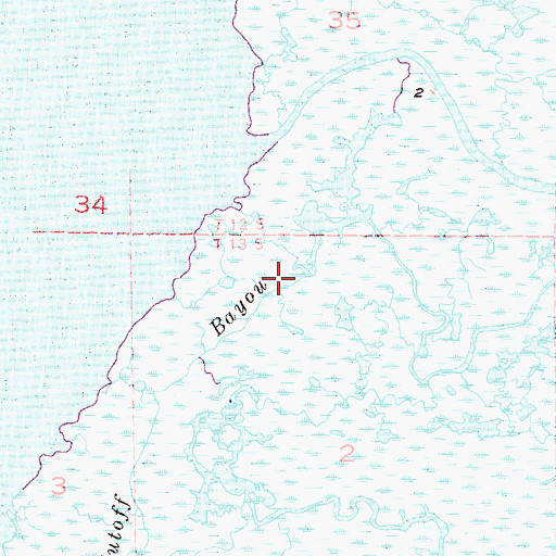 Topographic Map of Cutoff Bayou, LA