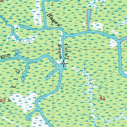 Topographic Map of Cutoff Bayou, LA
