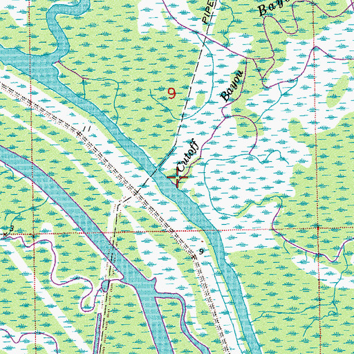 Topographic Map of Cutoff Bayou, LA