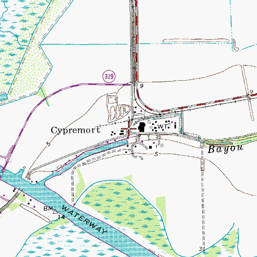 Topographic Map of Cypremort, LA