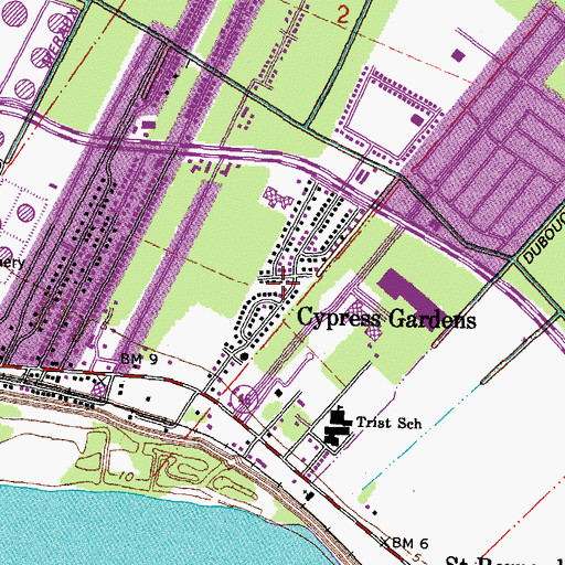 Topographic Map of Cypress Gardens, LA