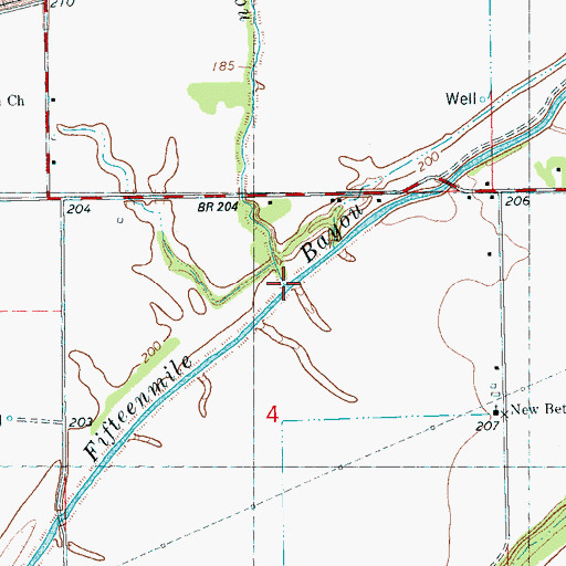 Topographic Map of Warehouse Bayou, AR