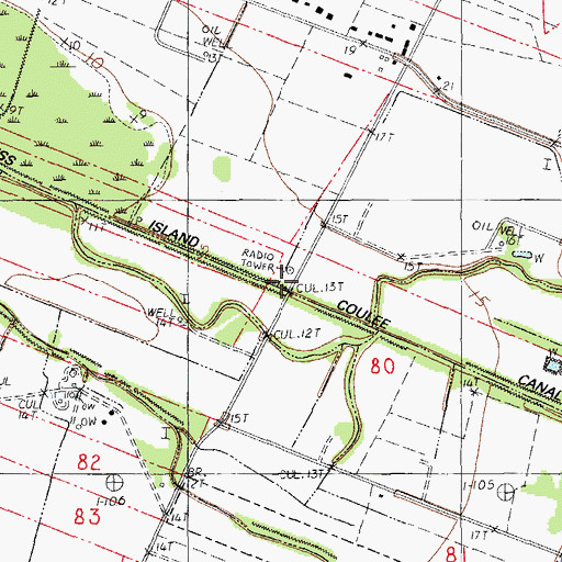 Topographic Map of Cypress Island Coulee Canal, LA