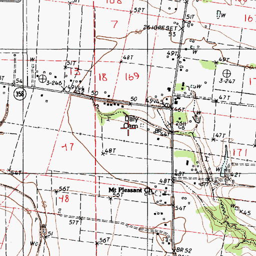 Topographic Map of Daly Cemetery, LA