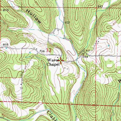 Topographic Map of Wares Chapel, AR