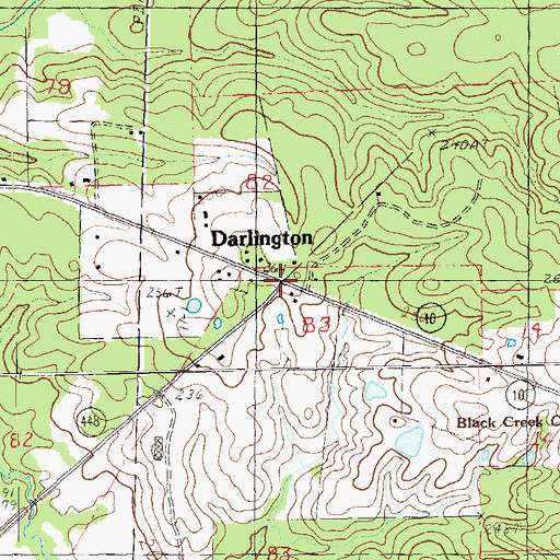 Topographic Map of Darlington, LA